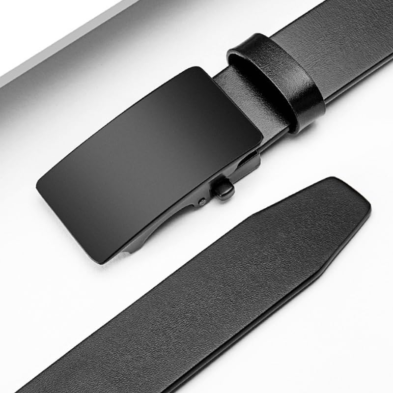 Men's Business Belt Formal Casual Single Layer Cowhide Waist with Automatic Buckle image 2