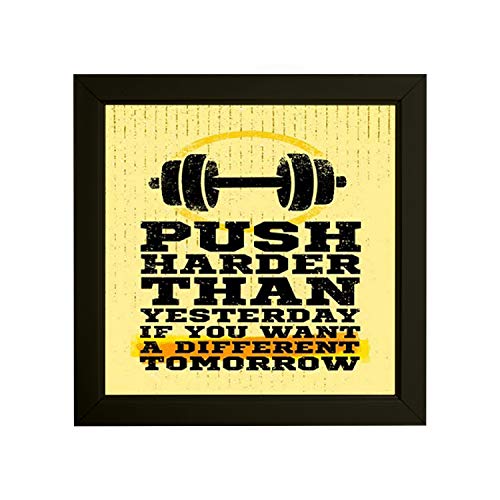 Image of Indianara Set of 4 Fitness Gym Motivational Quotes Paintings (2145) without glass 9.5 x 9.5 inch each