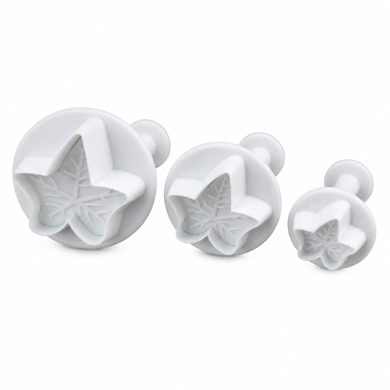 Uteruik White Set Of 3 Sugarcraft Veined Ivy Maple Leaf Plunger Cutters