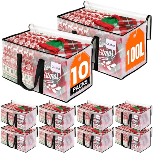 Image of RoomHacks Clear Heavy Duty Extra Large Moving Bags, Reinforced Handle and Double Zipper, Storage Bags Alternative to Moving Box (10 Packs)