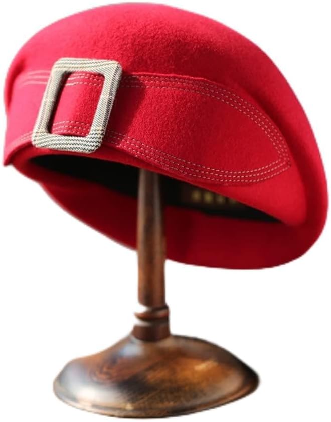 Apparel Autumn and Winter New Dome Wool Beret Stewardess Hat Bow Woolen Top Hat Women