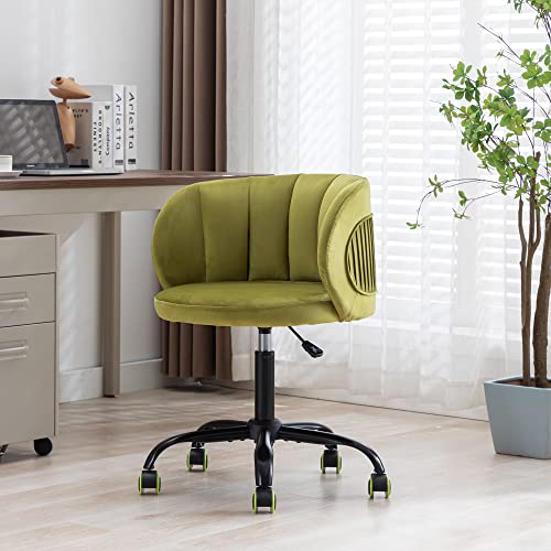 Voohek Velvet Accent Chair, Modern Armchair With Metal Legs, Comfy Back For Bedroom, Living Room, Office, Reading, Olive Green #TOP13