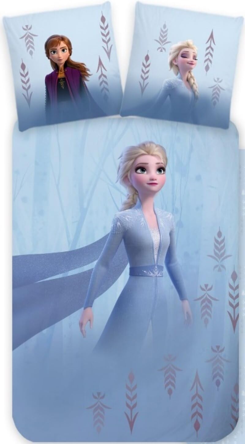 Brandmac Girls Blue Disney Frozen Reversible Bedding Set Duvet Cover 135 X 200 Cm Pillowcase 80 X 80 Cm Cotton Elsa Anna