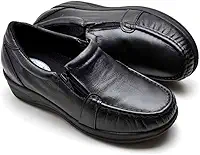 Sapato Feminino Ortopédico Sapatenis Mocassim de Couro Legitimo com Ziper Anti Stress Calce Facil Macio Confortavel Leve