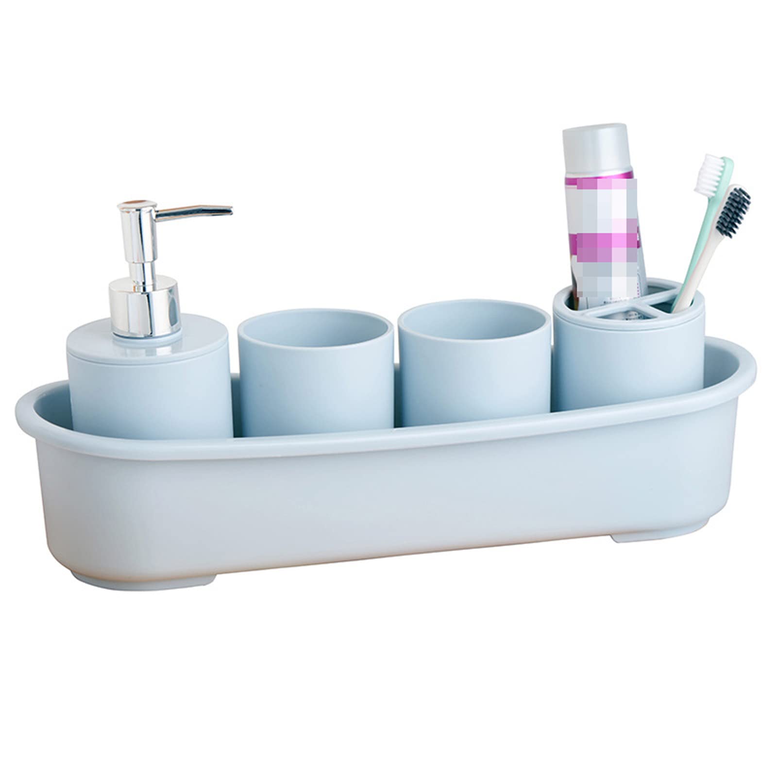 set de accesorios de baño dispensador de gel de ducha Juego de accesorios de baño, material de plástico de 5 piezas que incluye 1 soporte for cepillos de dientes, 1 vaso for cepillos de dientes, 1 ban