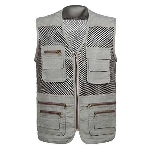 Sentao Homme Vintage Gilet Photographe Reporter Gilet de Pêche Multi-Poches Veste Légère sans Manches Cover
