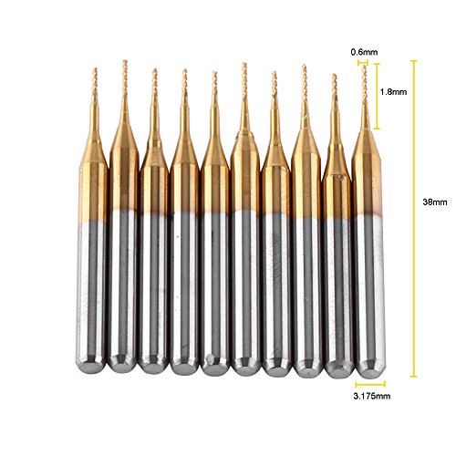 Milling Cutter, Milling Cutter, 10Pcs Tungsten Steel End Mill Cutter Engraving Bits 3.175Mm Shank Diameter 0.6Mm Blade, Side & Face Milling Cutters #TOP2