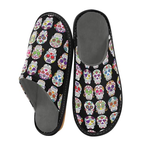 Unisex Fuzzy Foam Slippers Non-Skid Slip-on Soft Warm Sole Fleece Shoes 4-11