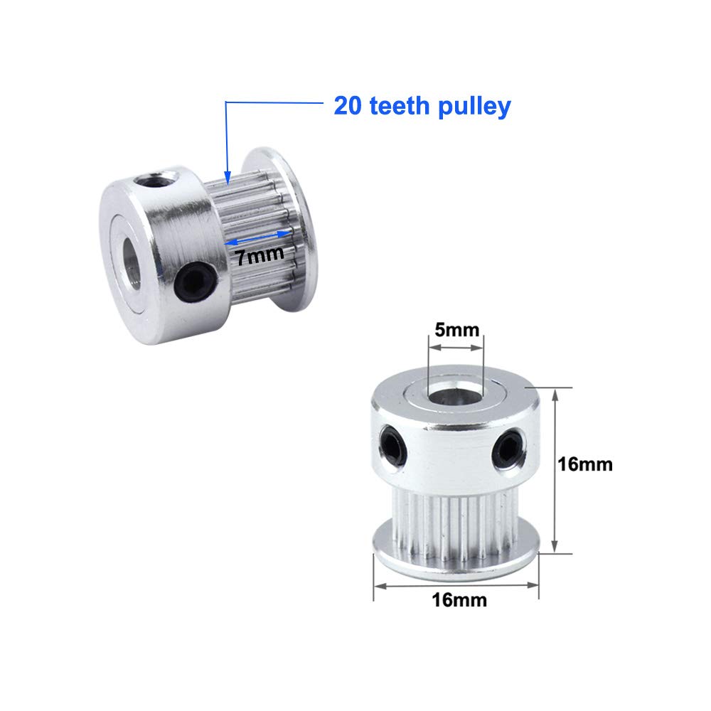 FULARR GT2 Correa Dentada Polea 20 Dientes 5mm Diámetro 6mm Ancho para Impresora 3D