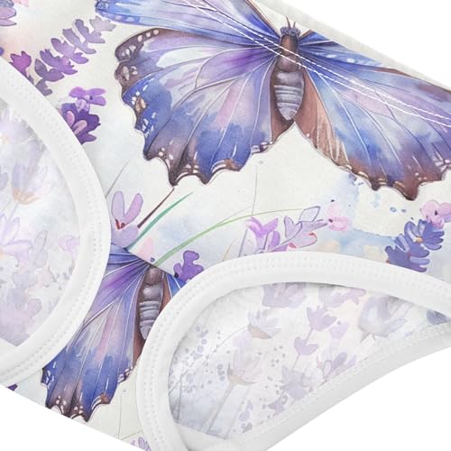 Lavender Floral Field Butterfly Panties for Girl Toddler Underwear Floral Cotton Fun Print Kids Undies Briefs 2t4