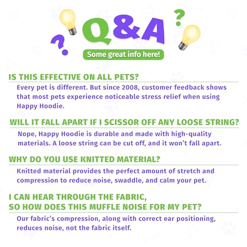 ZONI Pets The Original Happy Hoodie für Hunde und Katzen – seit 2008 – das Wundermittel zur Pflege und zum Trocknen von Kräften zur Angstlinderung und Beruhigung von Hunden, Größe L, Schwarz