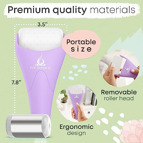 PUR Botanicals - Amethyst 2-in-1 Set Cryotherapy Ice Roller for Face Wrinkles Massager - Skin Care Tool for Puffiness - Cooling Ice Facial Eye Skin Roller - Reduce Puffiness and Relief Migraine Pain - Thumbnail 5