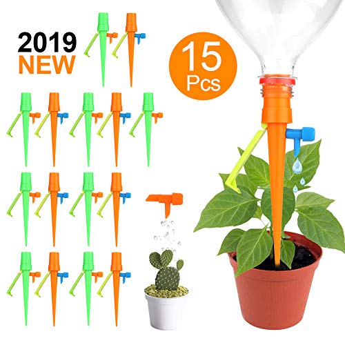 Awroutdoor Irrigation Goutte à Goutte Kit,15Pcs Réglable Irrigation de Plante Automatique Plantes Irrigation Système pour Jardin Maison Intérieur Extérieur/Fleurs du Parc (Orange+Vert)