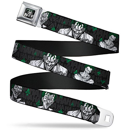 DC Comics Seatbelt Buckle Belt, Joker Laughing Expressions Suits Hahaha