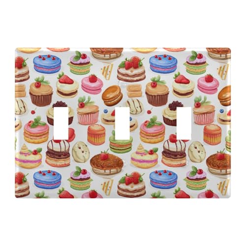 Light Switch Cover Cake Dessert Wall Plates for Electrical Outlets 3 Gang 202a8897