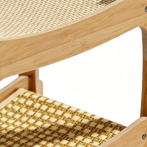 Katzenhängematte Aus Holz | Waschbare, 2- Lagige Und Erhöhte Hängematte- Katzenbett Mit Integriertem Kratzpfosten | Für Studentenwohnheim, Balkon, Wohnung, Schlafzimmer Und Wohnzimmer Geeign-7