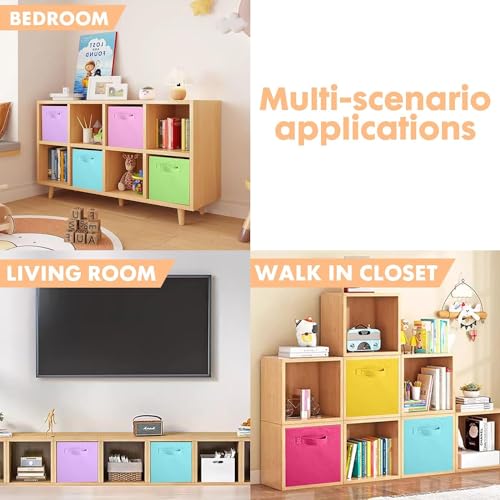 powerking Storage Box, 6 Pack Foldable Storage Cubes Storage Box Made of Fabric in Cube Shape, Rainbow Color - Image 4