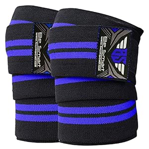 Be Smart Knie Wraps Gewichtheffen Body Building Gym Training Ondersteuning Been Polsbanden R (Blauw)