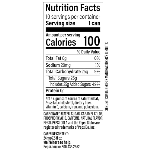 Image of Pepsi Real Sugar Soda Mini Cans, 7.5oz Mini Cans, (10 Pack) (Packaging May Vary) 
