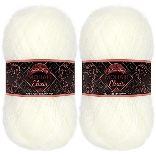 JubileeYarn Mohair Elixir Yarn - 50g/Skein Baby Wool Blend - Pia Colada - 2 Skeins