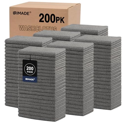 Image of UNIMADE Washcloths Bulk 200 Pack Face Towels, Highly Soft Wash Cloths