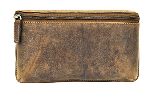 Jockey Club Riñonera de piel auténtica, estilo vintage, Riñoneras Portamonedas