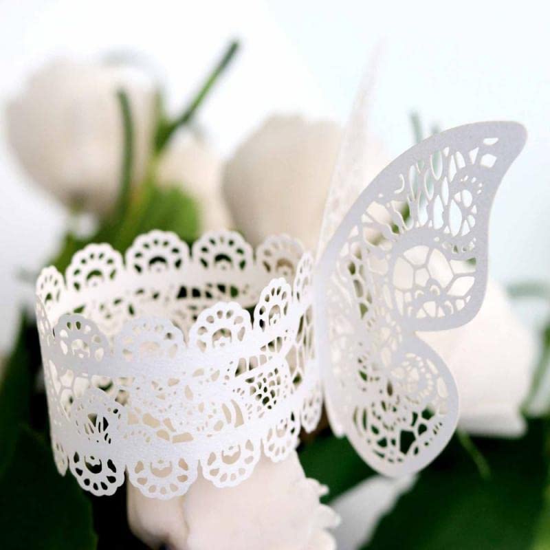 FRUHLING Lot de 50 ronds de serviette 3D papillon en papier
