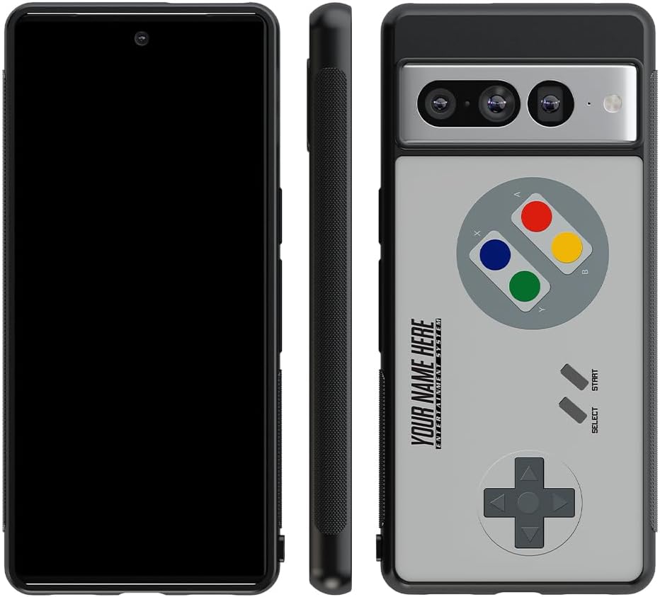 Retro Super Gaming Controller Personalized Black Rubber Phone Case Compatible With Google Pixel 10, 10 Pro, 10 Pro XL, 9a, 9 Pro, Pixel 9, Pixel 9 Pro XL, 8a, 8 Pro, 8, 7, 6, 6a, 6 Pro, 5, 4