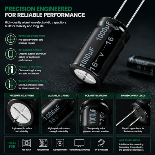 280PCS Electrolytic Capacitor Assortment Kit, 24 Values 0.1uF-1000uF - Image 5