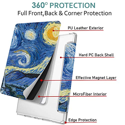 Image of DuraSafe Cases for iPad PRO 12.9 Inch 4th [ Pro 12.9 4 Generation 2020 ] A2229 A2069 MY3K2HN /A MY3J2HN /A MY2H2HN /A MY2J2HN /A Trifold Printed PC Lightweight Protective Clear Back Cover - Starry Night