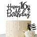 MaiCaiffe Black Happy 16th Birthday Cake Topper,Hello 16,Cheers to 16 Years, 16 & Fabulous,Sweet 16 Party Decoration