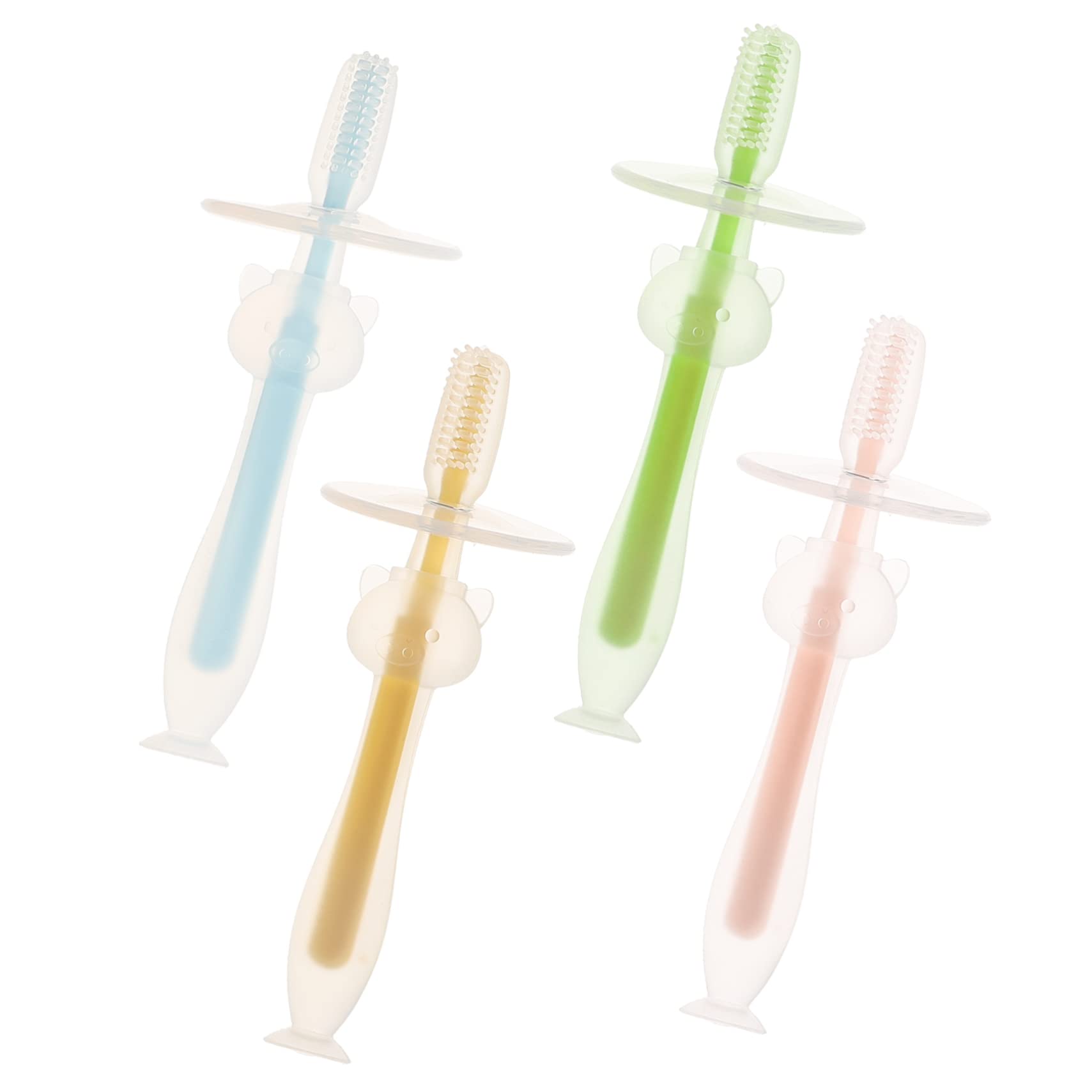 4 Set Spazzolino Da Denti Per A Forma Di Infantile Formazione Silicio Spazzolino Da Denti Dente Che Fa I Primi Passi Ragazzo Primo Gel Di Silice 4 Pezzi*4