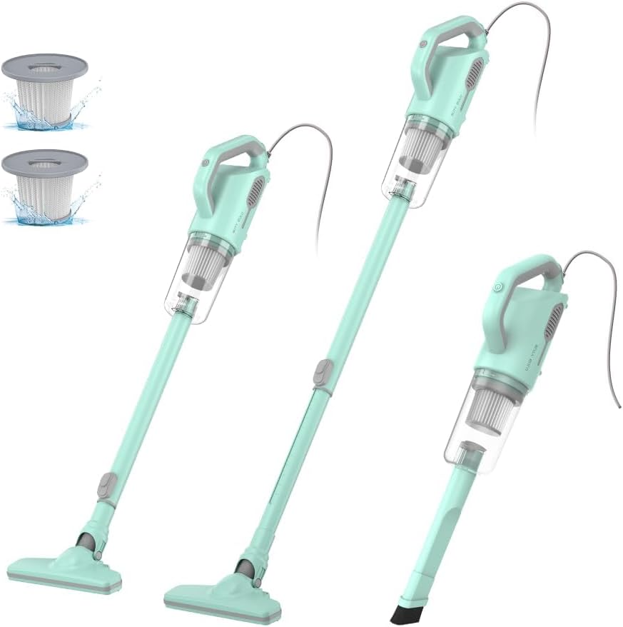 Aspiradora de palo, con cable, ligera, potente, escoba eléctrica para el hogar, apartamento, oficina, suelos de madera dura, alfombra, pelo de