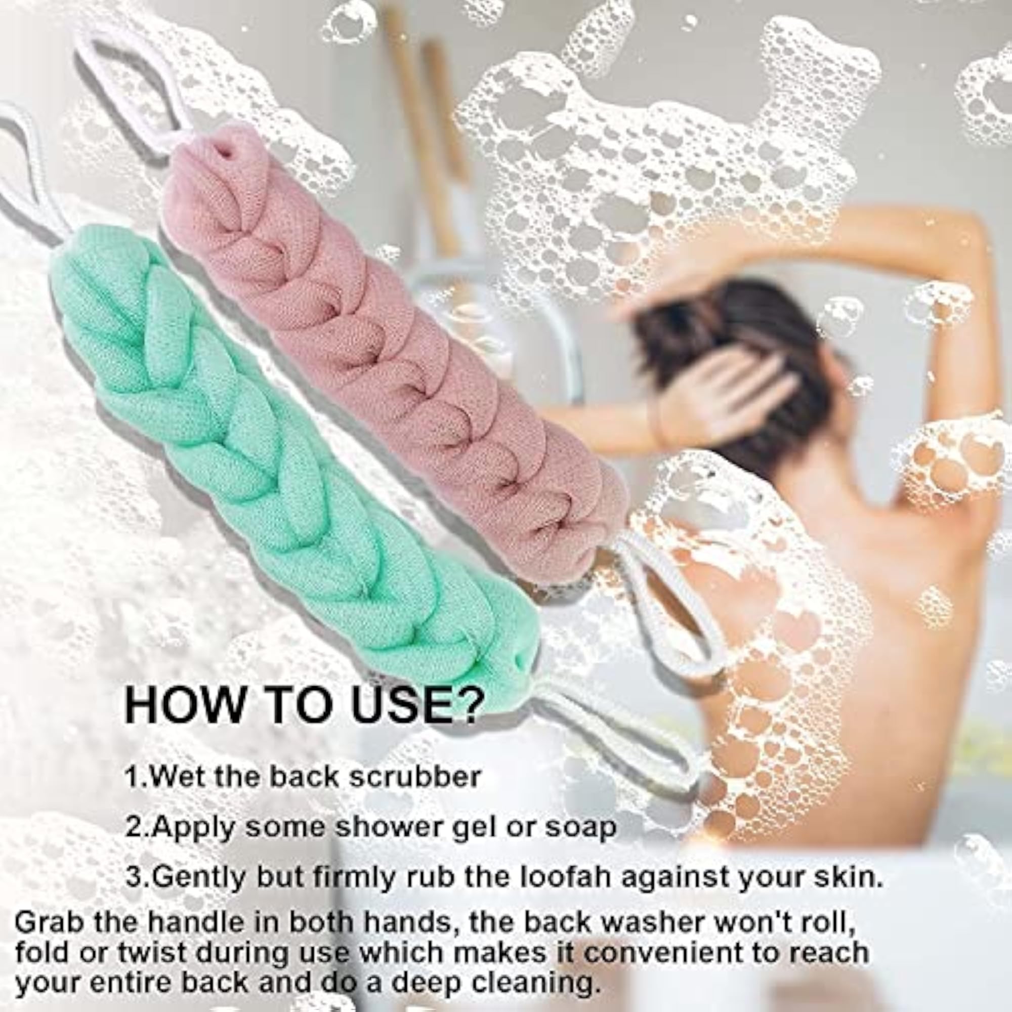 2Pcs Shower Body Exfoliate Puff Sponge Mesh Net Ball