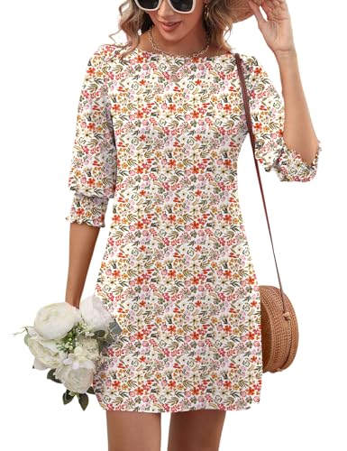 LUYAA T Shirt Dress Women Short Vintage Dress for Women Spring Fashion Women Summer Dress with Shorts Women's Boho Beach Shift Semi Formal Dress Short XL