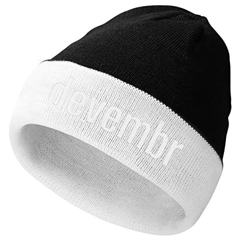 devembr Reversible Ski Beanies for Men and Women, Daily Beanie, Warm Winter Hats, Knit Cuff Beanie Cap, Long Size, Black and White Cover