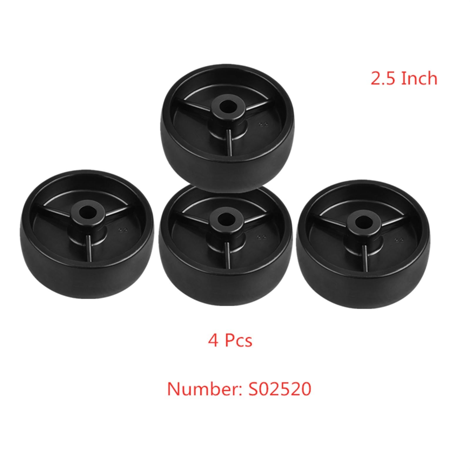 4 Teile/los Rollen 2,5 Zoll Schwarz PP Einzelrad Innenloch 8mm Lagerlos Kunststoff Durchmesser 65mm