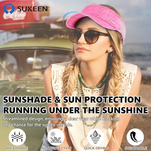 Image of Sukeen Sports Sun Visor Men Women Lightweight Portable Cooling Stretchy Visor Hat for Running, Golf, Daily Wear