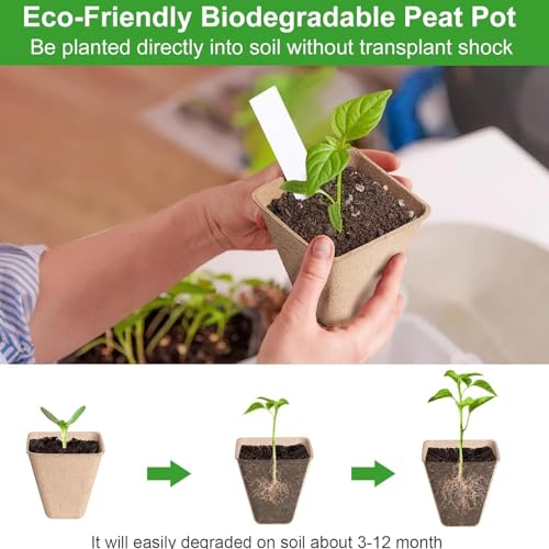 Macetero cuadrado reusable de turba para proteger raíces en macetas de siembra 6