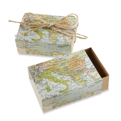 Kate Aspen "Around The World Map Favor Gift Box, Wedding/Party Decorations, Set of 24