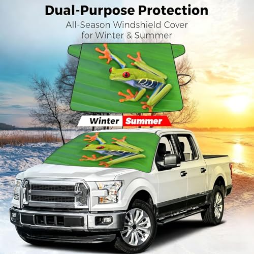 Protector para parabrisas de automóvil con ranas decorativas para proteger de nieve e hielo 7