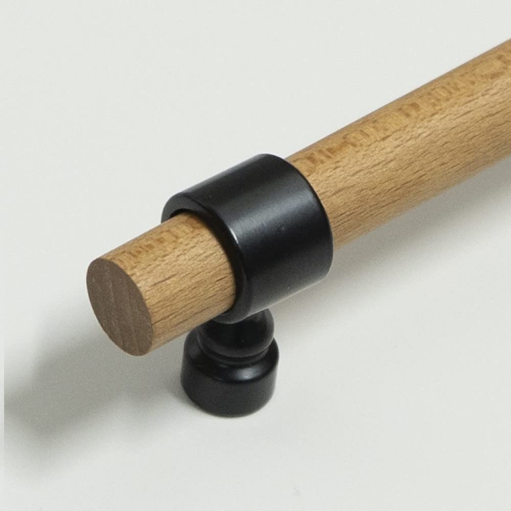 Poignée de tiroir vintage en bois véritable rond noir mat WA7