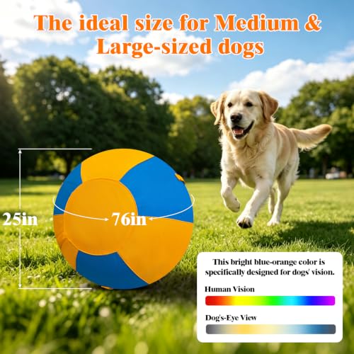Image of 25 Inch Heavy Duty Herding Ball for Large Dogs with 3 Handles - Anti-Burst Agility Toy & Tear-Resistant 1000D Oxford Cover, Outdoor Agility Training & Tug Play for German Shepherds & Rottweilers