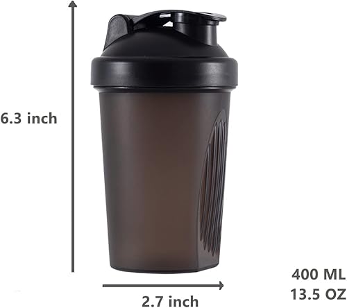 Miniatura 2 de Shaker Bottle - Batido de proteínas y botella agitadora de 16 onzas13.5 fl oz con bolas batidoras, plástico sin BPA (negro y blanco (2 unidades)