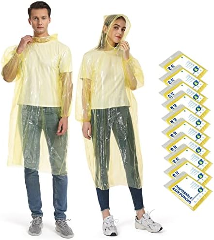 Opret Disposable Rain Ponchos, 5/10 pcs Emergency Raincoats Waterproof Ponchos Lightweight for Men and Women with Hood and Sleeves