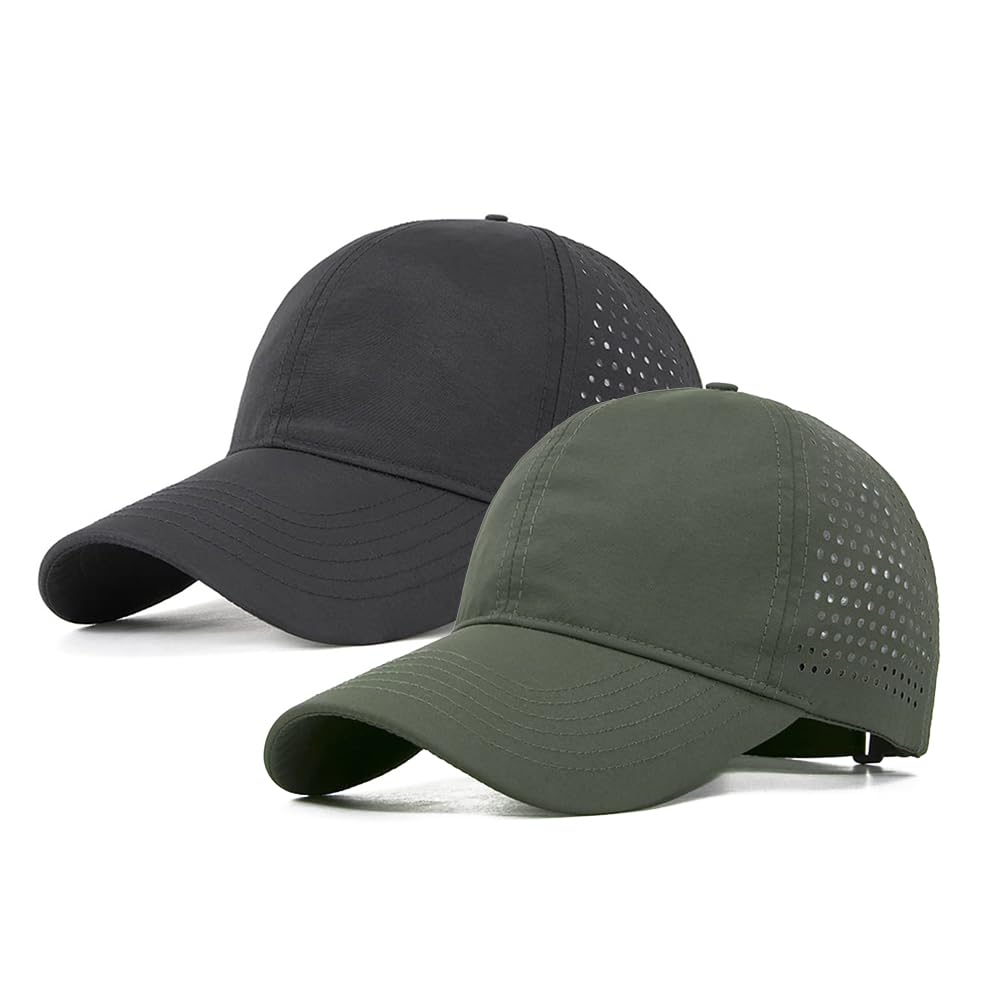 Pumeti2 Pc Oversize XXL Plain Baseball Cap for Men Women Waterproof Running Hat for Big Heads 22"-25",Quick Dry Mesh Dad Hat