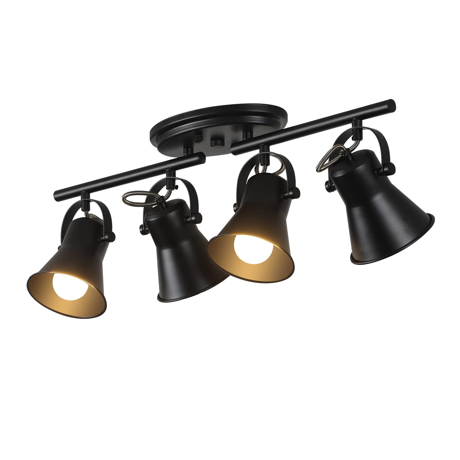 SEEBLEN 4-Light Track Lighting Kit, Directional Ceiling Light, Industrial Black Kitchen Track Lighting Fixtures Ceiling for Kitchen, Living Room, Dining Room, Hallway.