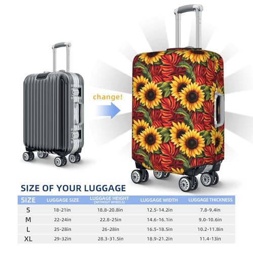 Luggage Cover Protector - Red Leaf Sunflower Print Suitcase Covers for Luggage Fit 22-24 Inch Suitcase2
