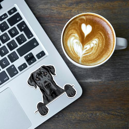 Image of Great Dane Dog Sticker 8 Pcs (Large Size) Vinyl Stickers Laptop Waterproof Decal for Car Bumper Water Bottle Window Funny Party Birthday Decorations - Size 4 Inches