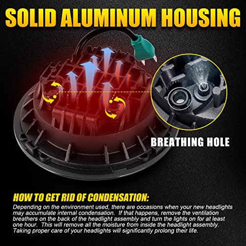 Image of Dot Approved 7Inch Black LED Headlight Compatible with Motorcycle Tour,FLD,Softail Heritage,Street Glide,Road King,Electra Glide,Yamaha V-Star Road Star Wrangler